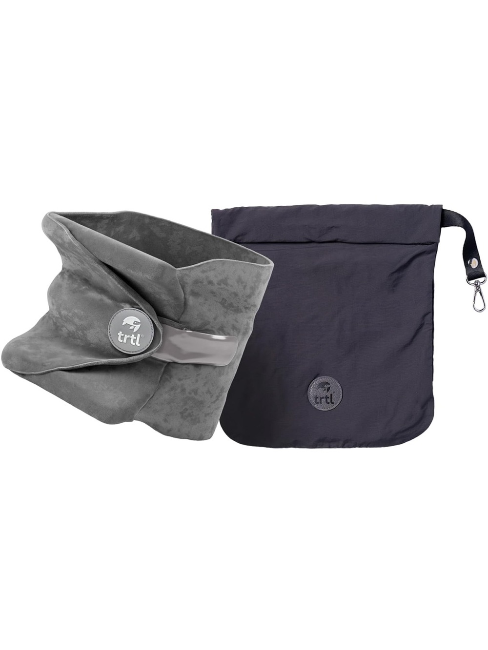TRTL Gray Ergonomic Travel Neck Pillow with Carry Pouch